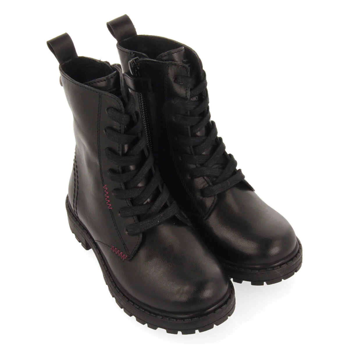 Caol children's black leather lace-up ankle boots - Image 2