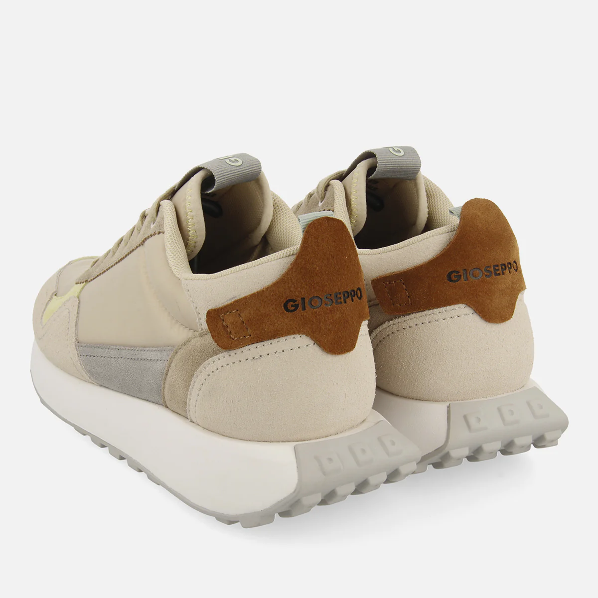 Carluke men's beige retro sneakers with contrasting colours - Image 3