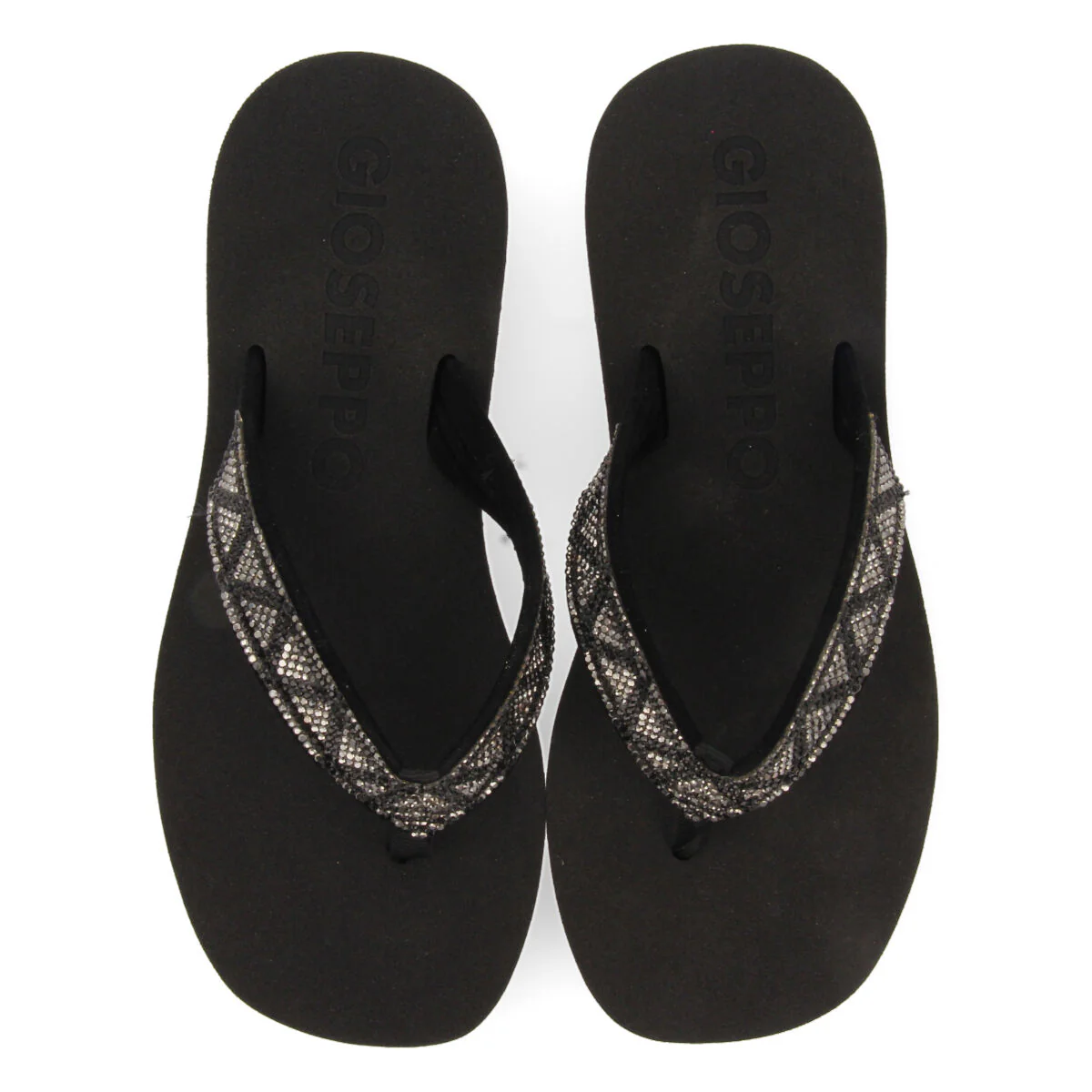 Cize women's black sandals with decorative crystals - Image 3