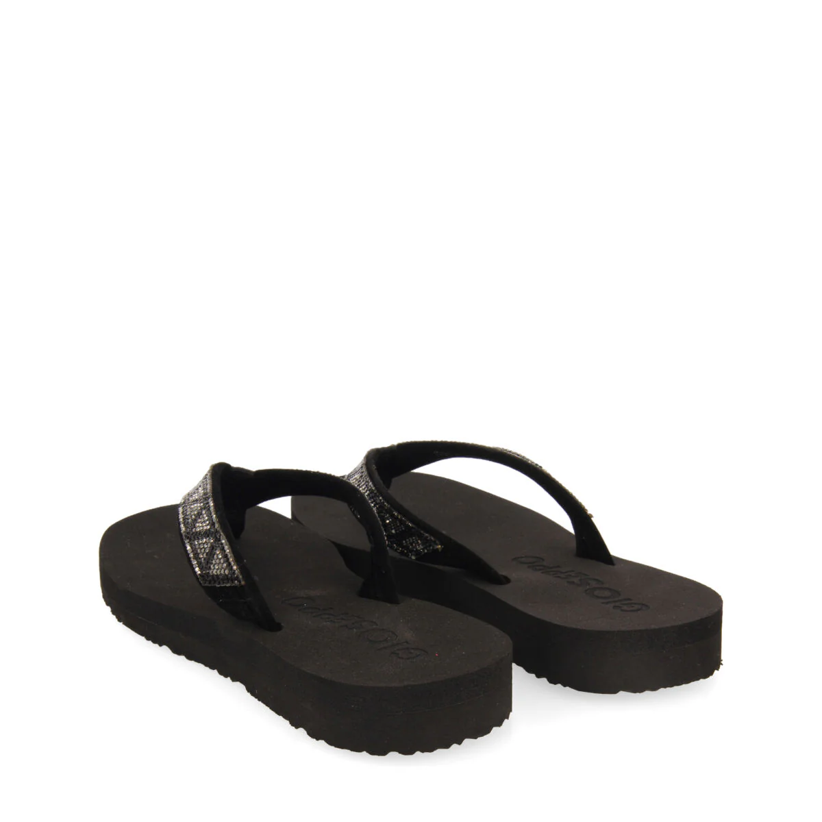 Cize women's black sandals with decorative crystals - Image 4