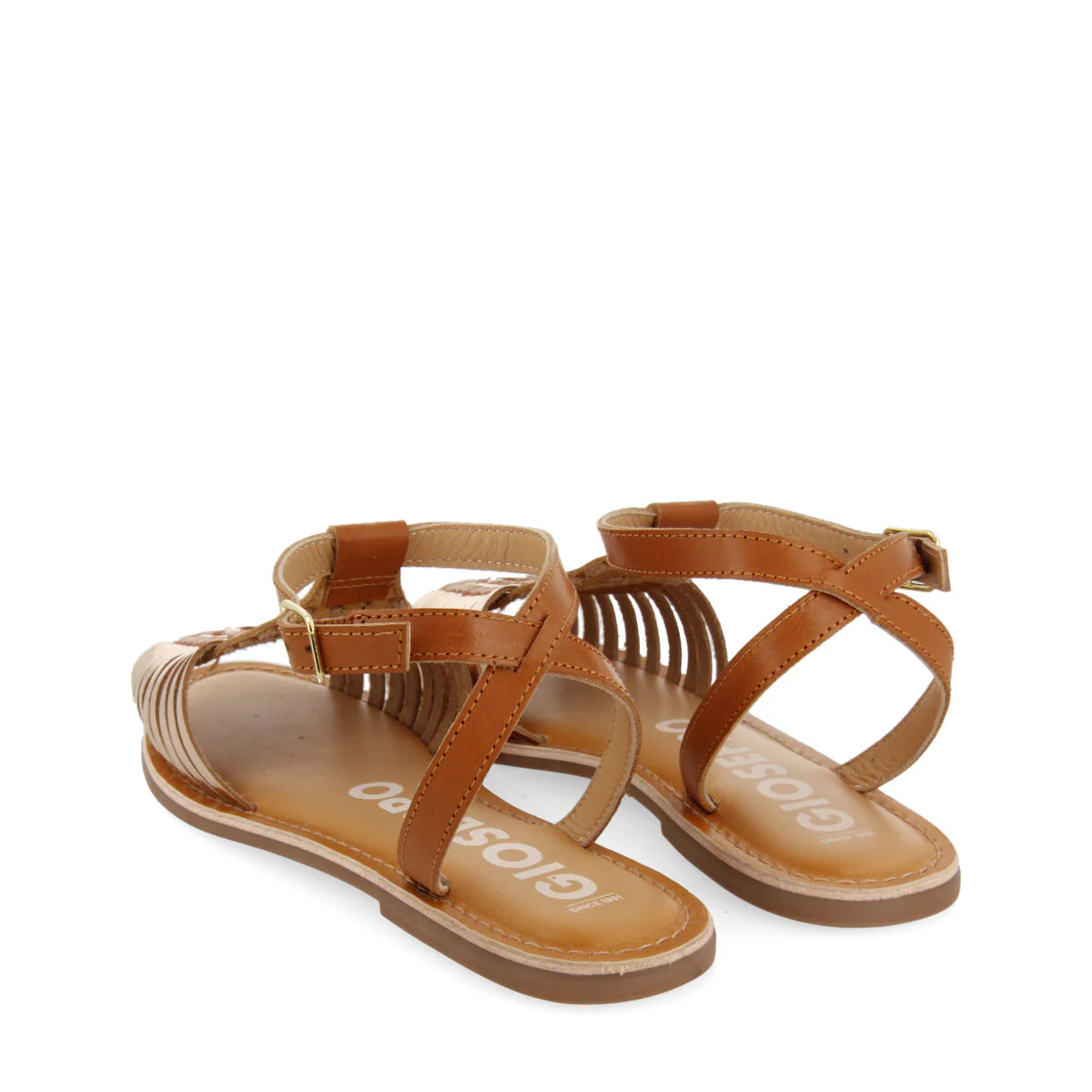 Claraval women's tan leather multi-strap sandals with buckles - Image 4