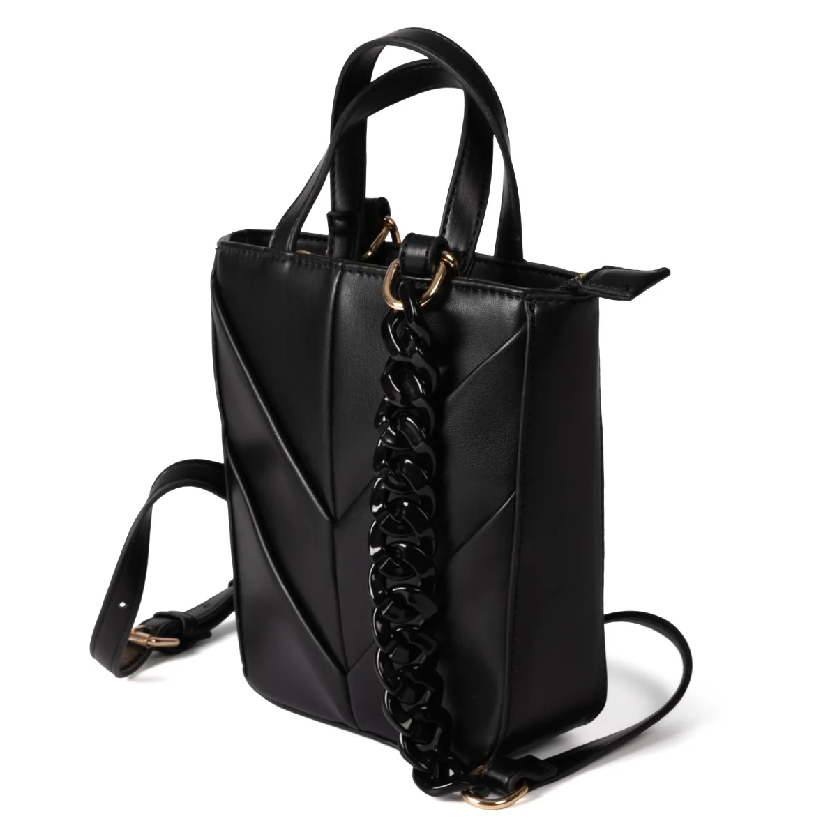 Cleland black quilted bag with chain strap - Image 3