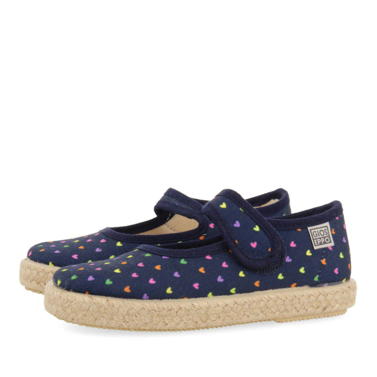 Clesles girls navy blue heartrint espadrilles - Image 2