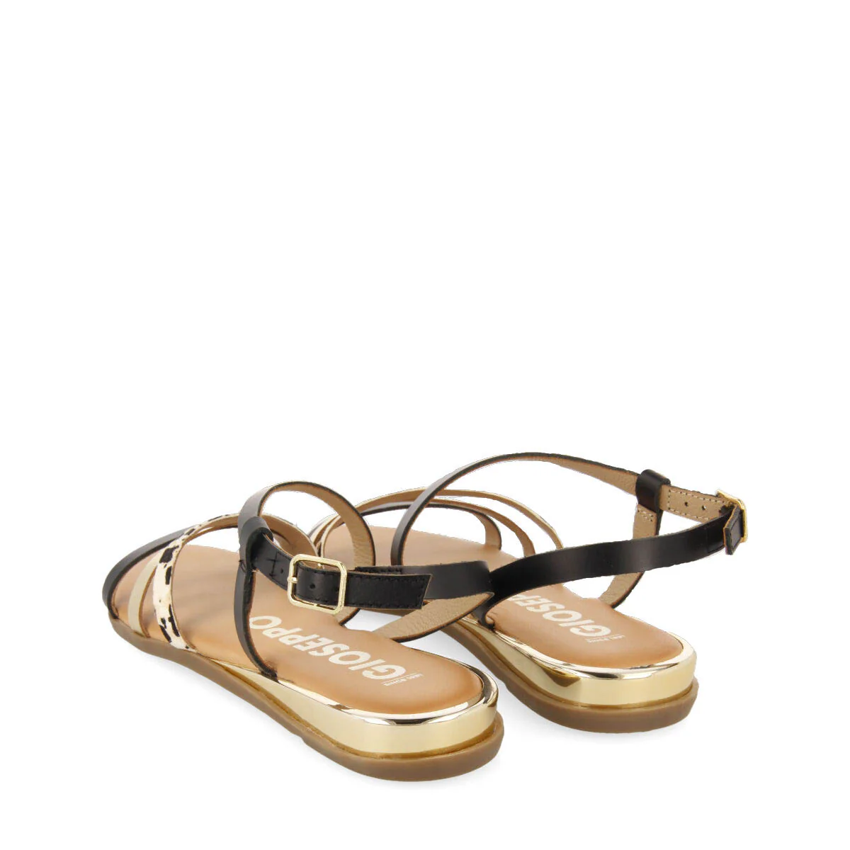 Corumba women's sandals with black, gold and animal-print straps - Image 4