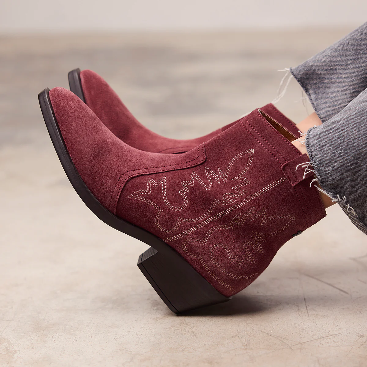 COWBOY BOOTS WITH HEEL IN SUEDE LEATHER LENZING