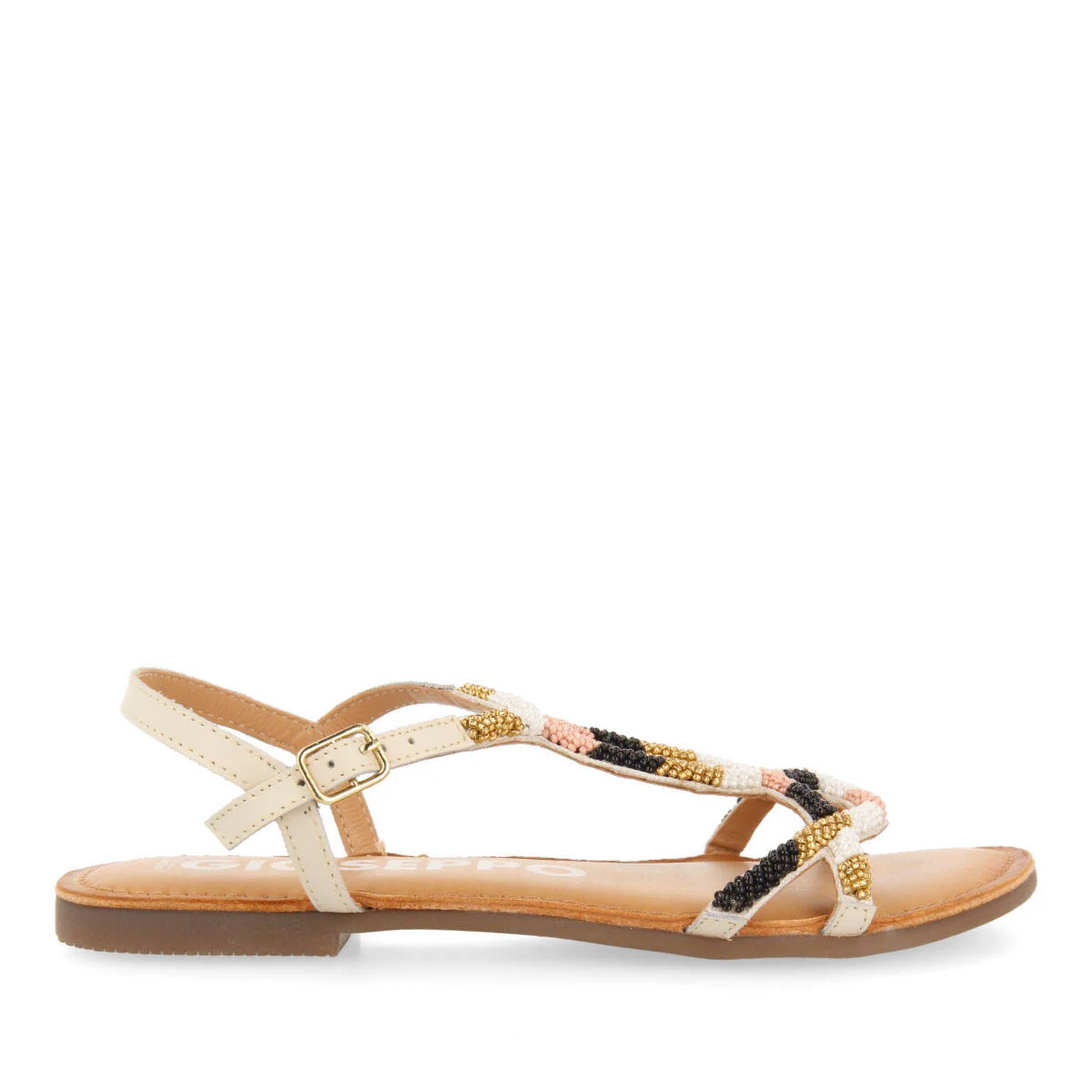 Dracy women's flat sandals with decorative multicoloured beads