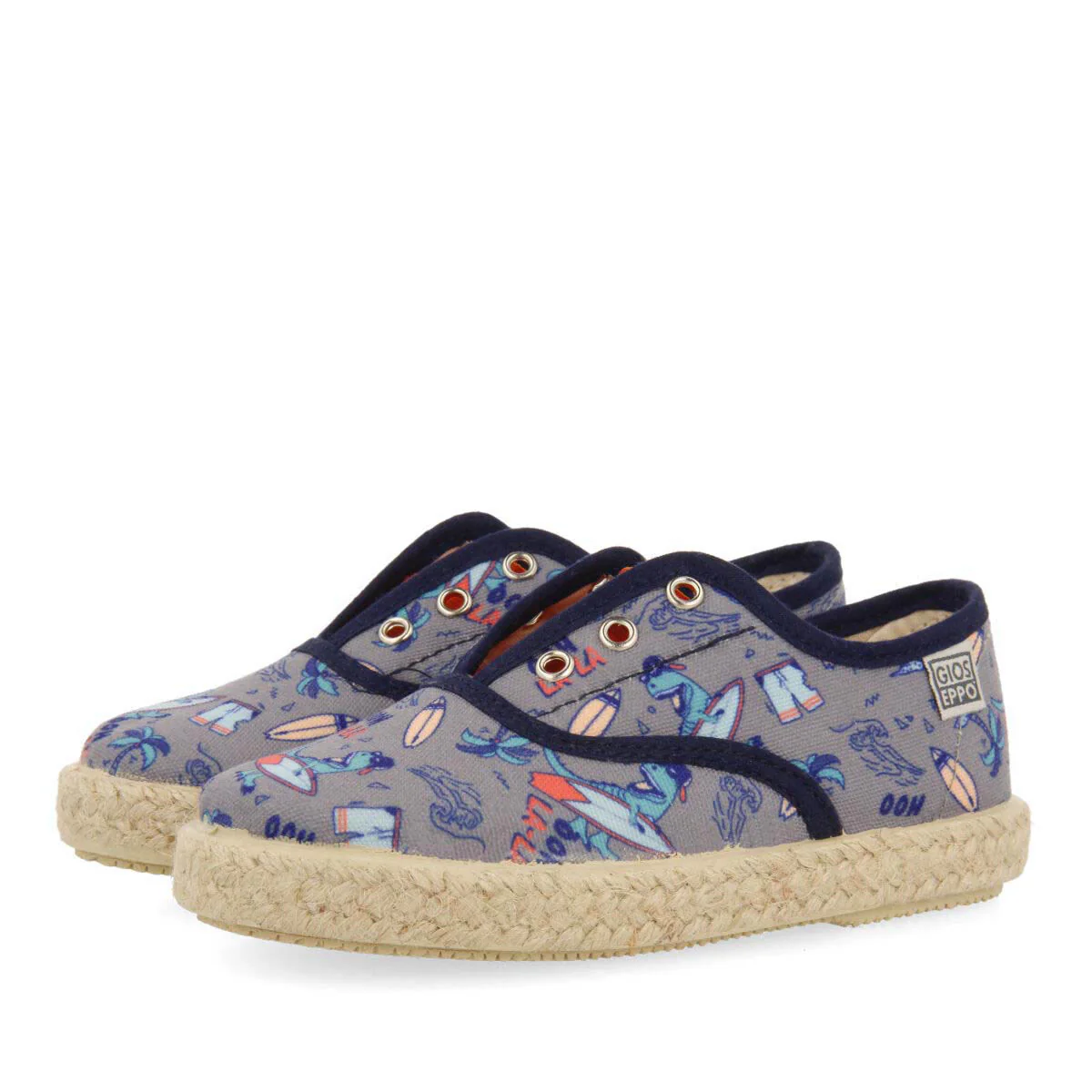 Draveil babies grey espadrilles with a colourfulrint - Image 2