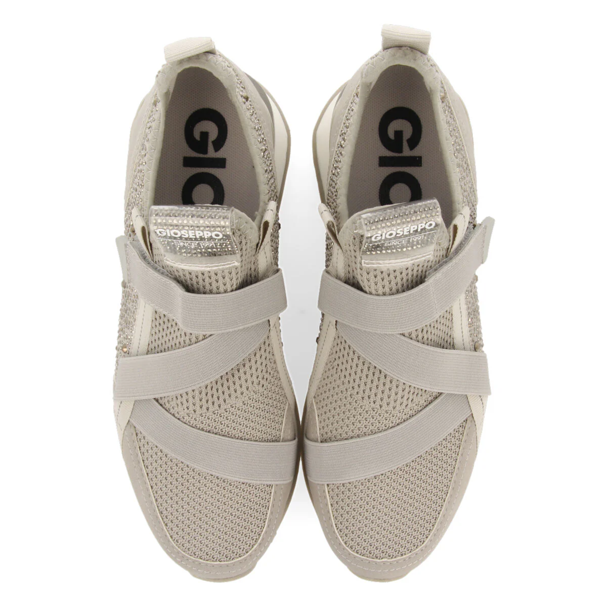 Drongan women's grey monochrome sock-style sneakers with crystals - Image 3