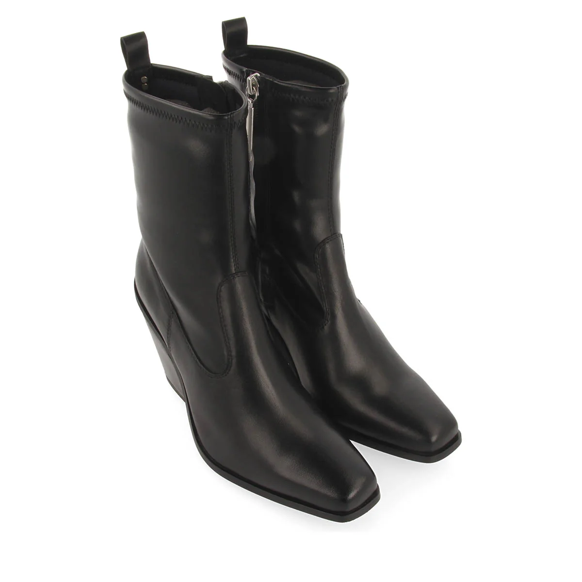 Drymen women's stretchy black leather boots with semi-square toes - Image 3