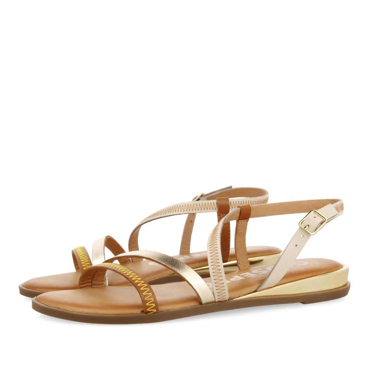 Duesme women's off-white leather sandals with straps - Image 2
