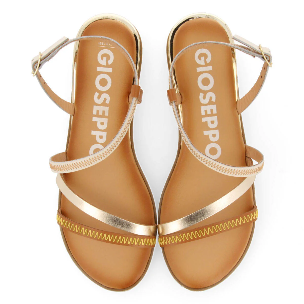 Duesme women's off-white leather sandals with straps - Image 3