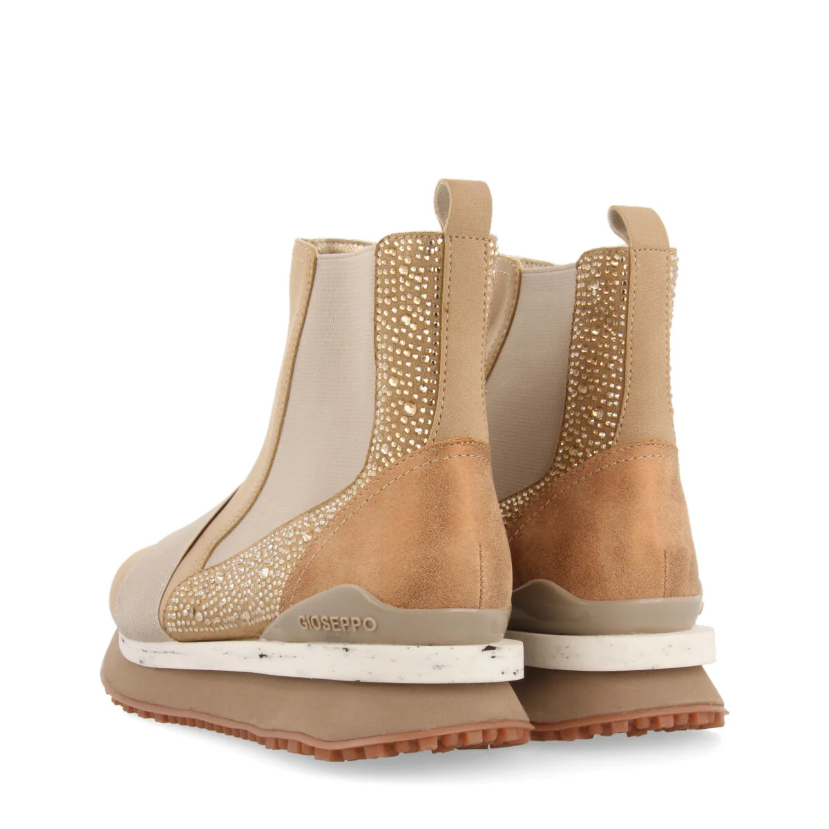 Eggedal women's beige chelsea boot-style sneakers with crystals - Image 3