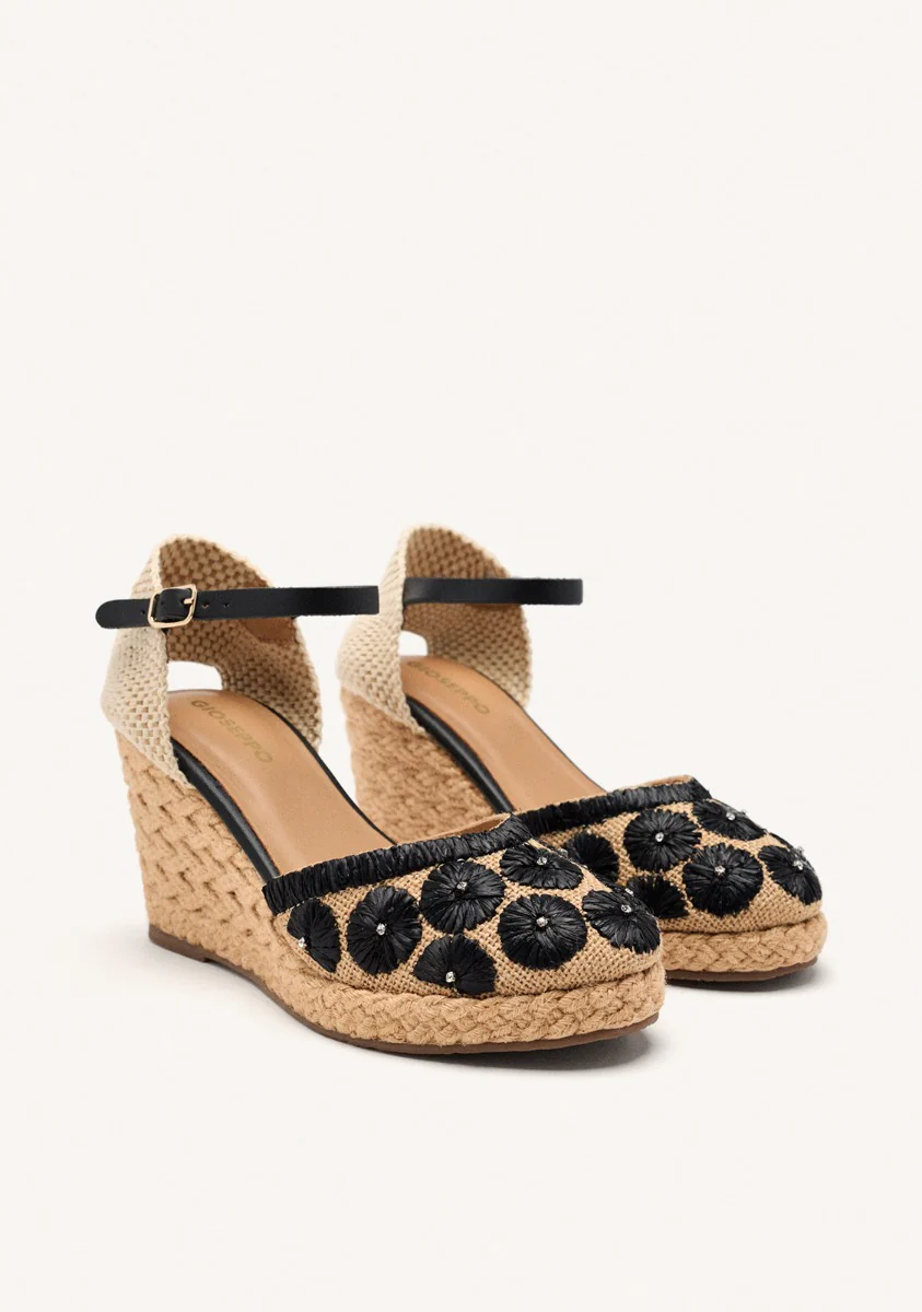 EMBROIDERED LEATHER ESPADRILLES AND RAFFIA WEDGE BENNETT - Image 2