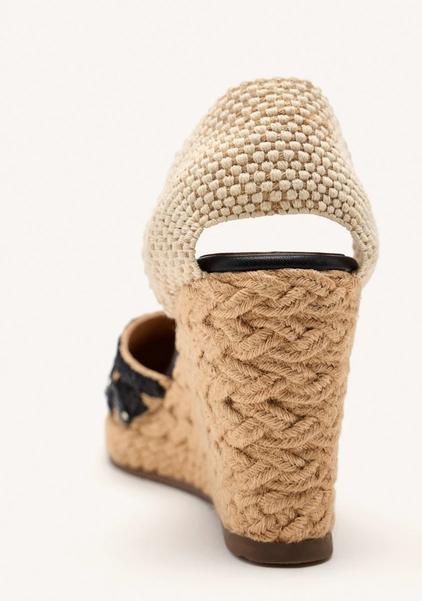 EMBROIDERED LEATHER ESPADRILLES AND RAFFIA WEDGE BENNETT - Image 3