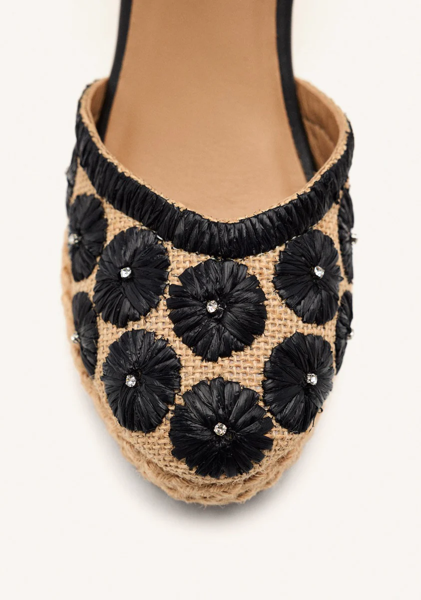 EMBROIDERED LEATHER ESPADRILLES AND RAFFIA WEDGE BENNETT - Image 4