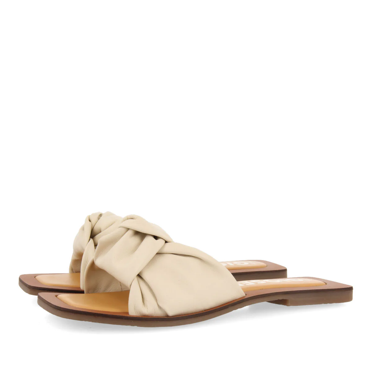 Epone women's off-white leather sandals with decorative knots - Image 2