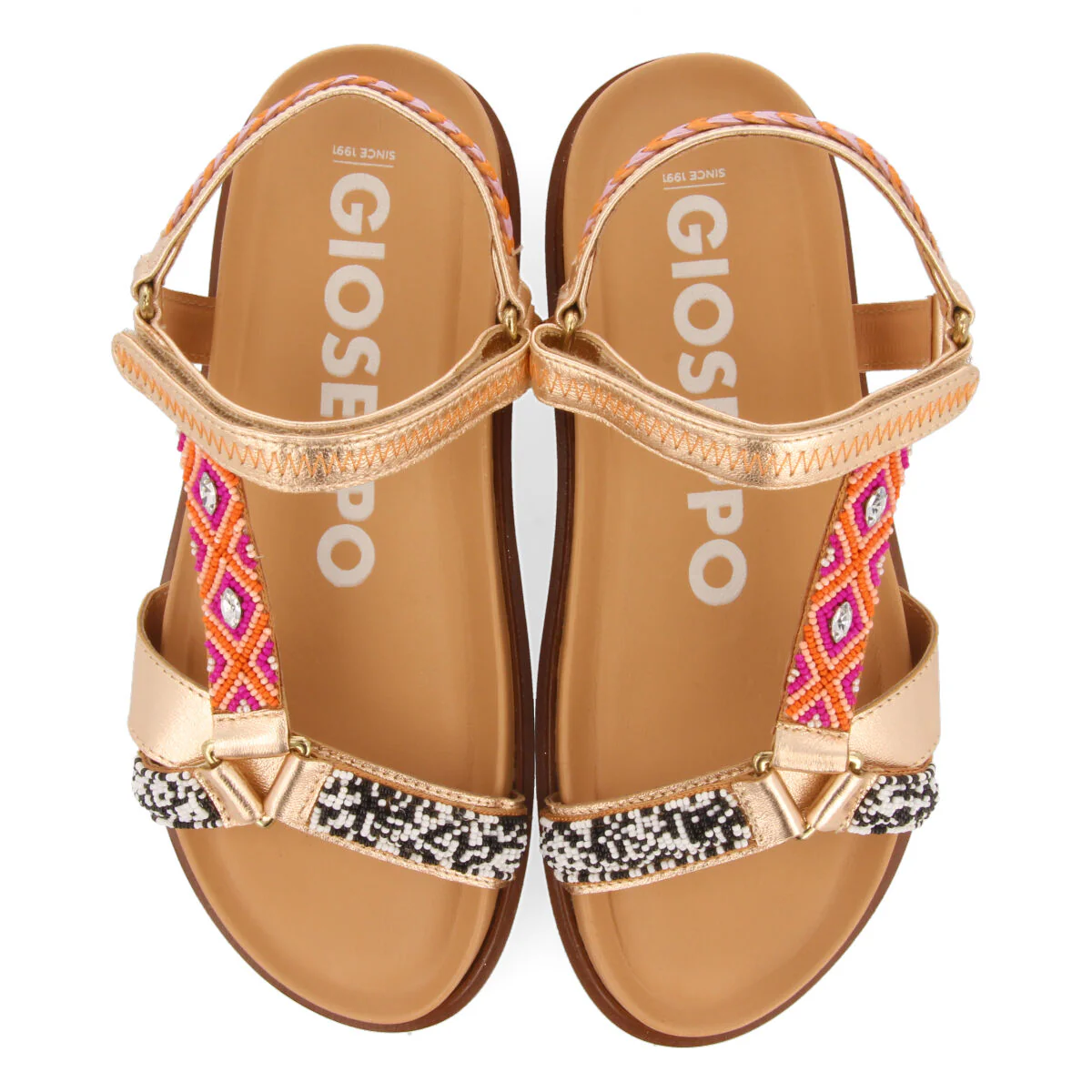 Exu women's footbed sandals with straps with geometric details - Image 3