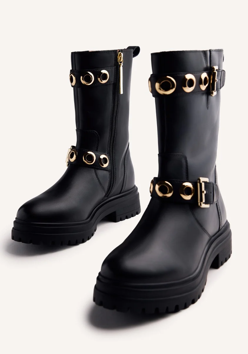 EYELET LEATHER BIKER BOOTS BELLAIRE - Image 3