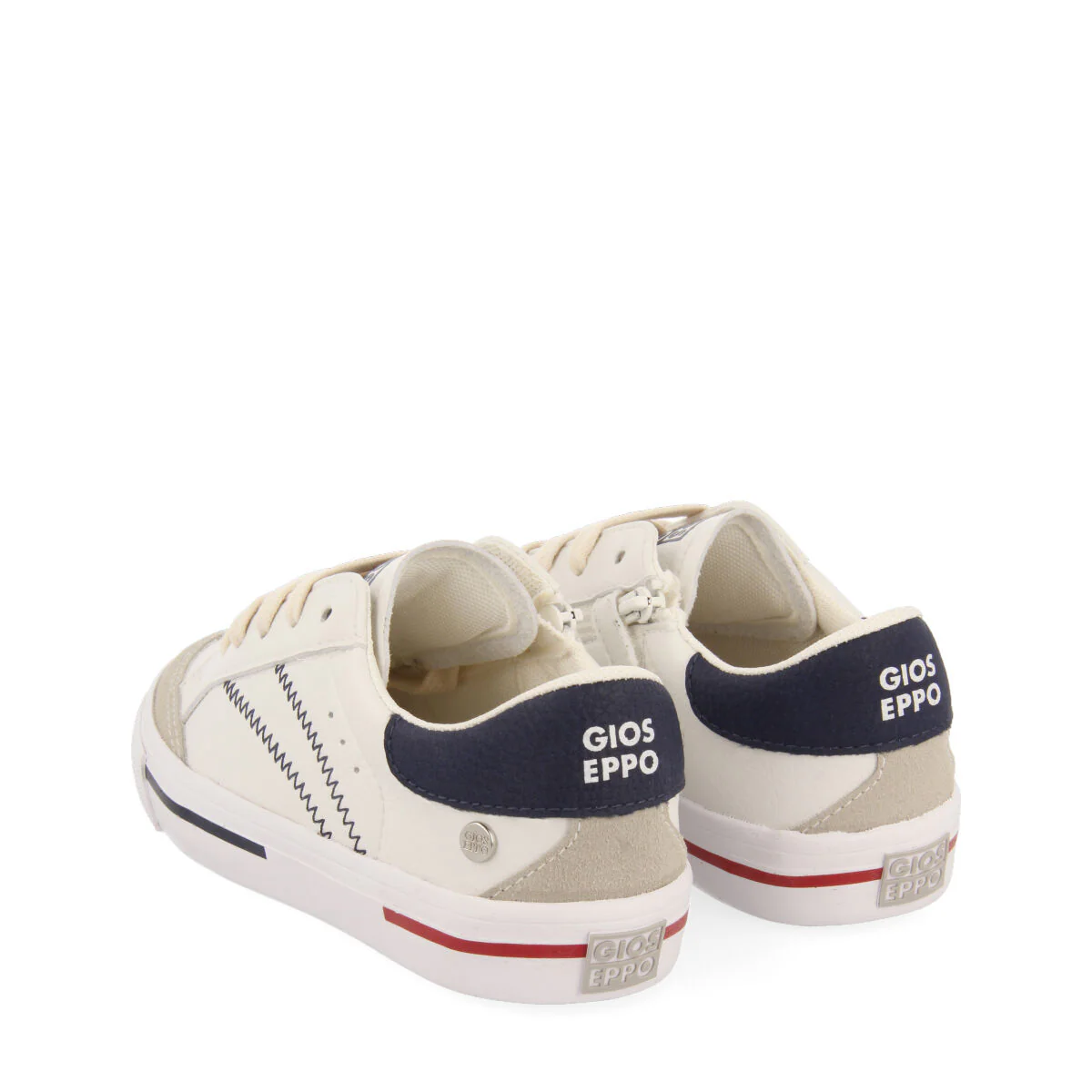 Favaios boys white sneakers with blue topstitching - Image 5