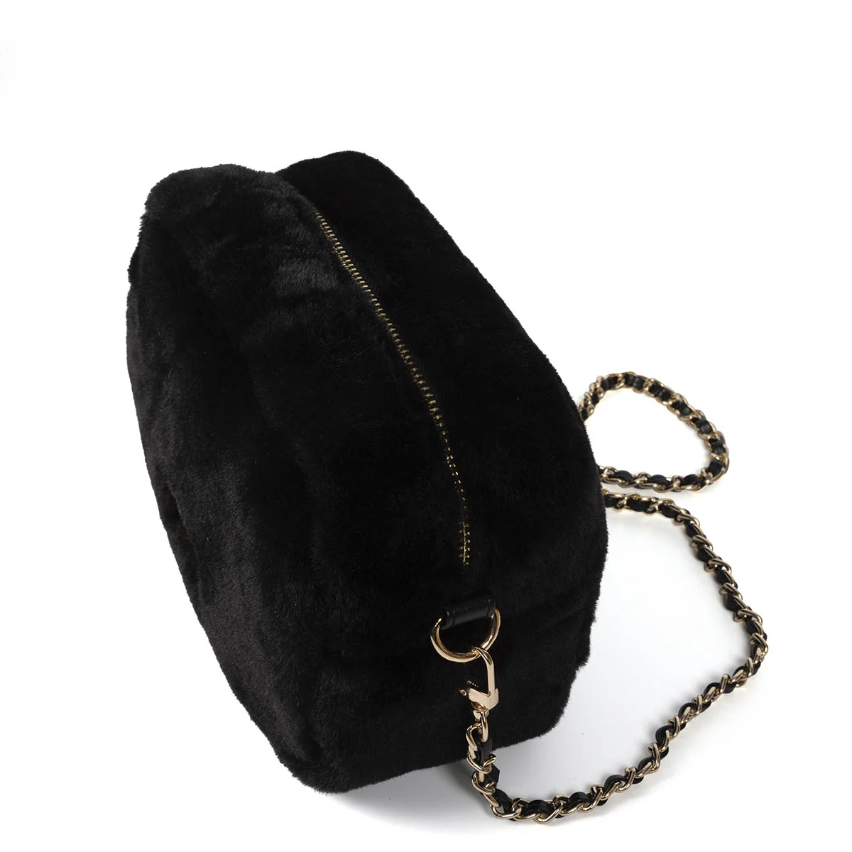 Fiss furry black bag with chain strap - Image 6