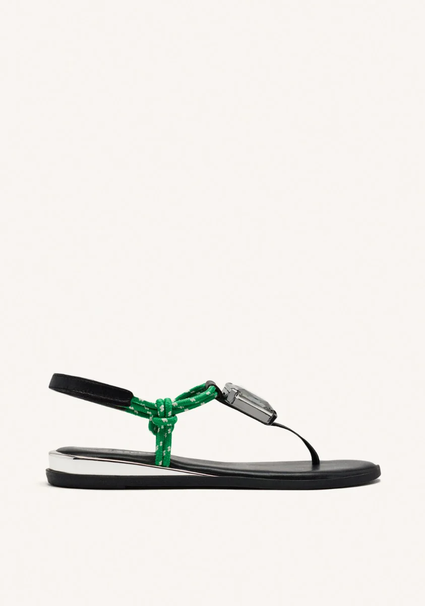 FLAT SANDALS WITH RHINESTONE LEATHER OAKDALE - Image 2