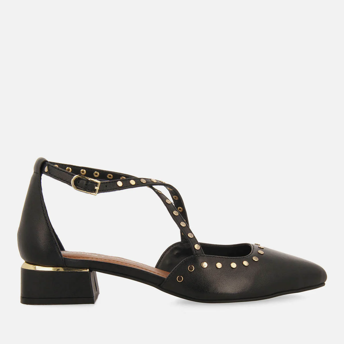 FLATS WITH STUDDED LOW HEEL LEATHER HOLBAEK