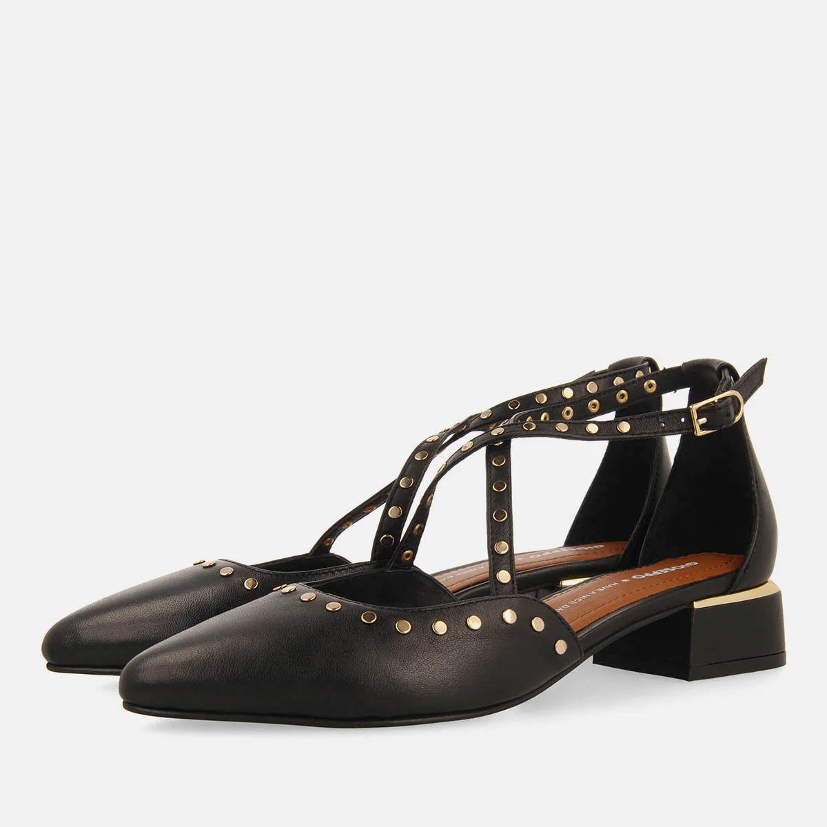 FLATS WITH STUDDED LOW HEEL LEATHER HOLBAEK - Image 3