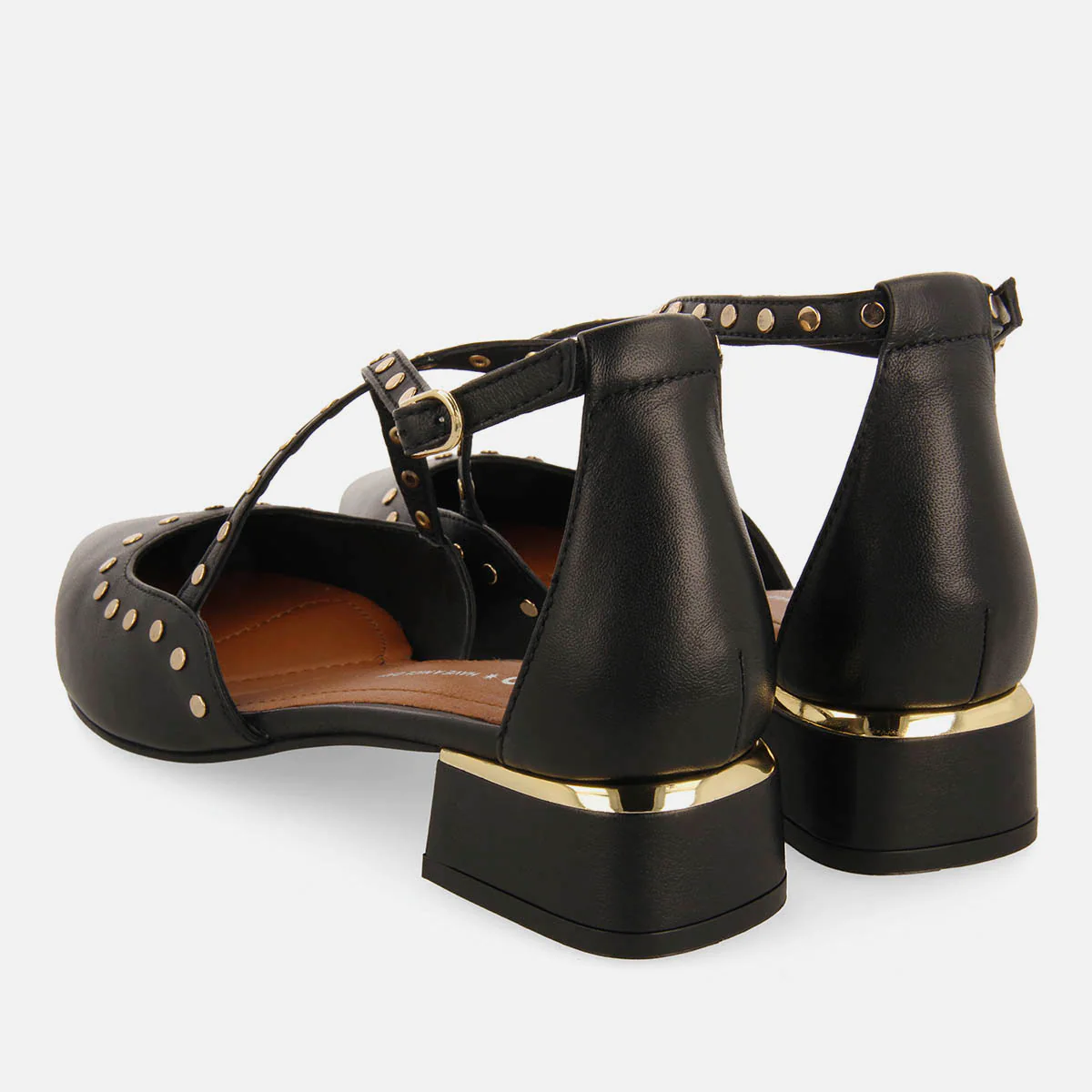 FLATS WITH STUDDED LOW HEEL LEATHER HOLBAEK - Image 4