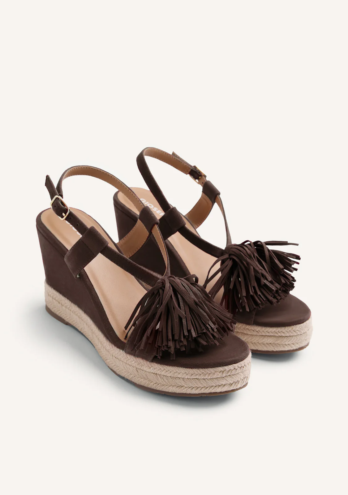FRINGES LEATHER WEDGE SANDALS KILOSA - Image 2