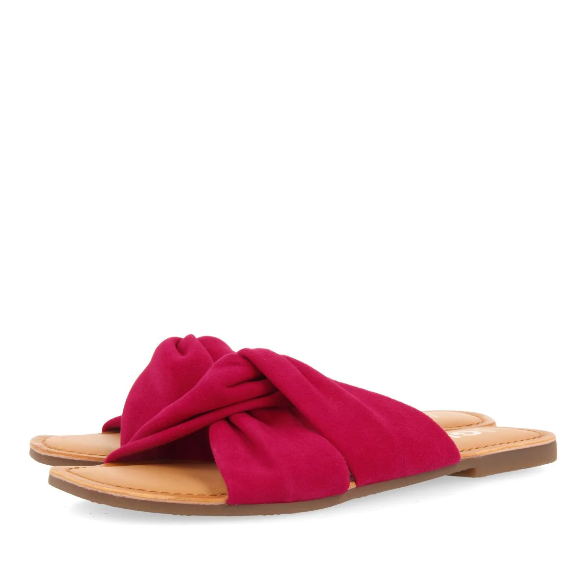 FUCHSIA LEATHER SLIDE STYLE SANDALS FOR WOMEN AGIRA - Image 2