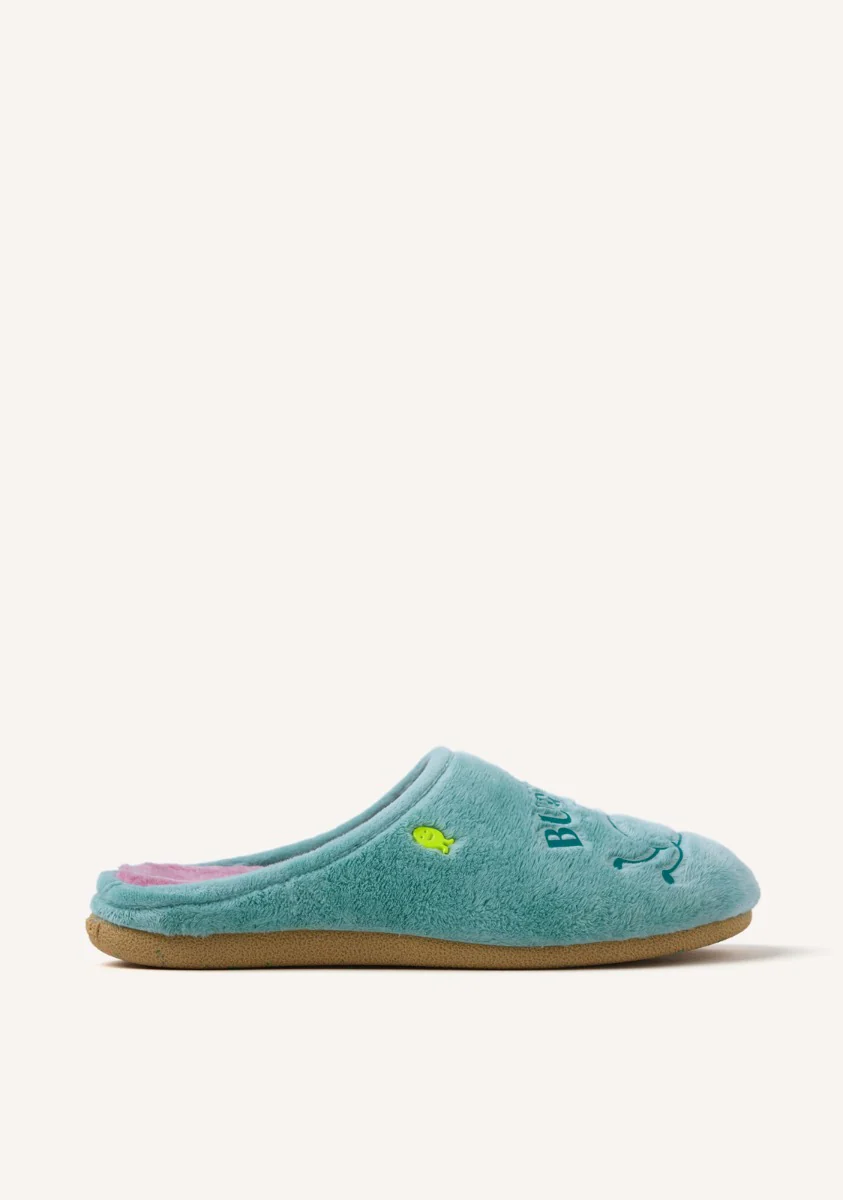FUR HOUSE SLIPPERS PHRASE SUNBURG