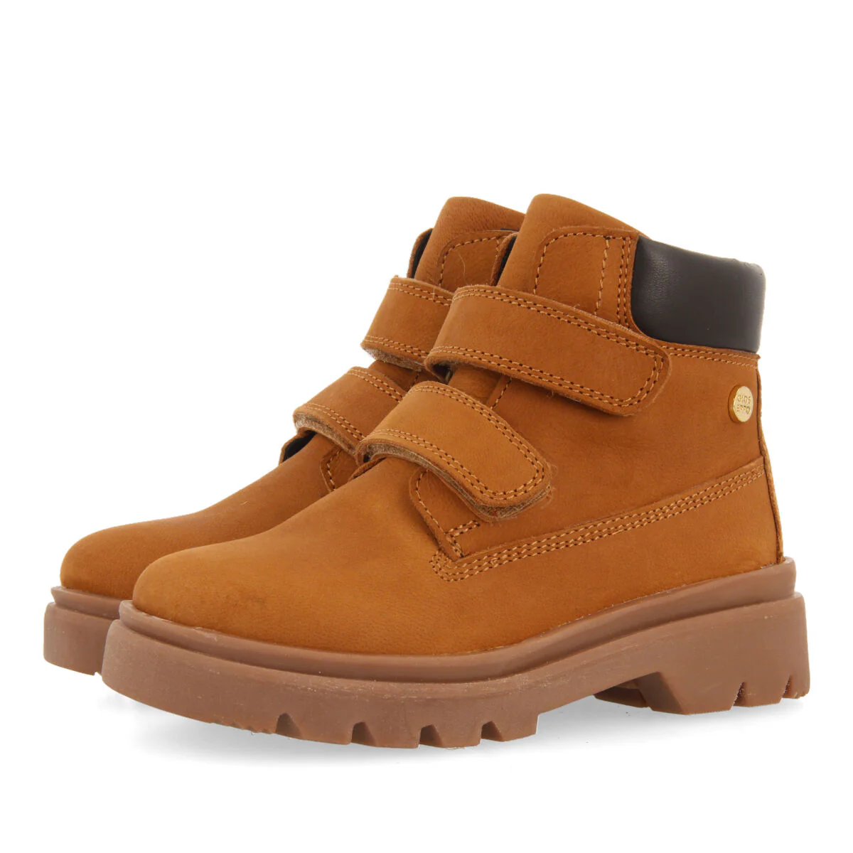 Gablitz children's tan leather ankle boots with adjustable straps - Image 2