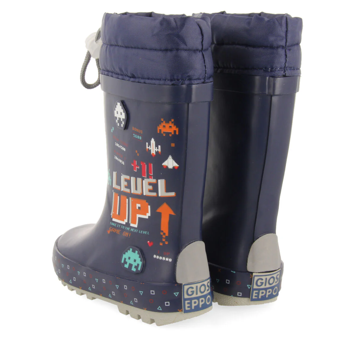 Gann children's navy blue gamer-print welly boots - Image 3