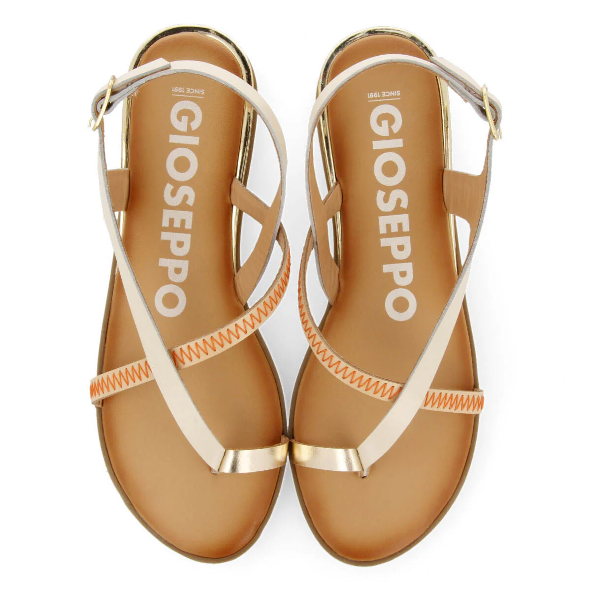 Gioux women's off-white leather sandals with straps - Image 3