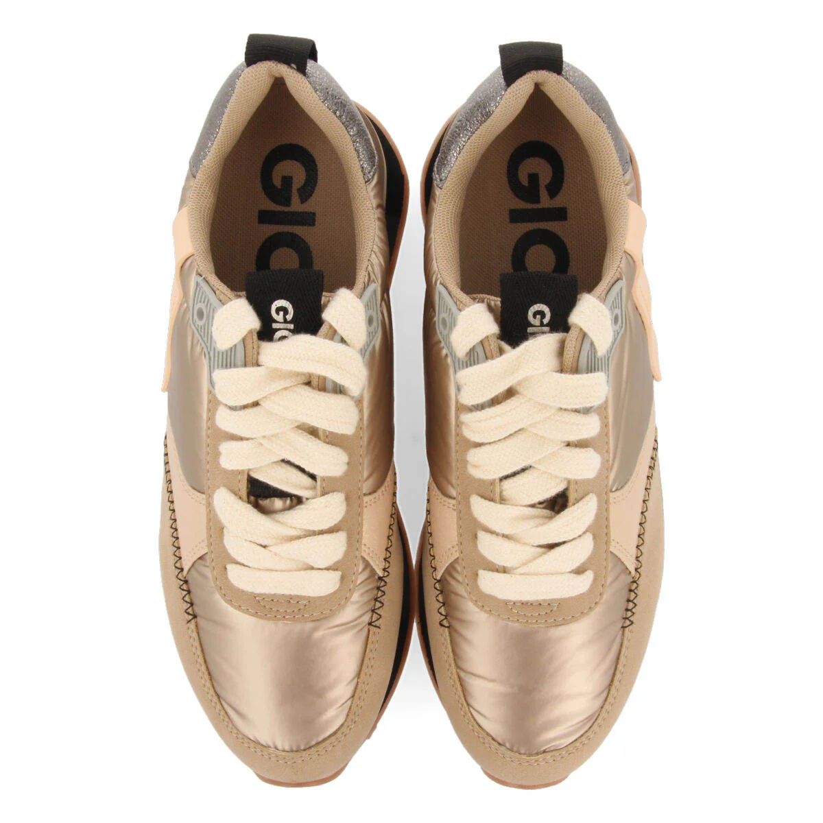 Gladsaxe women's cushioned gold monochrome sneakers with details - Image 4