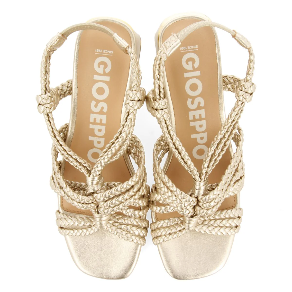 GOLDEN HEEL SANDALS WITH BRAIDED LEATHER FOR WOMEN MALIQ - Image 4