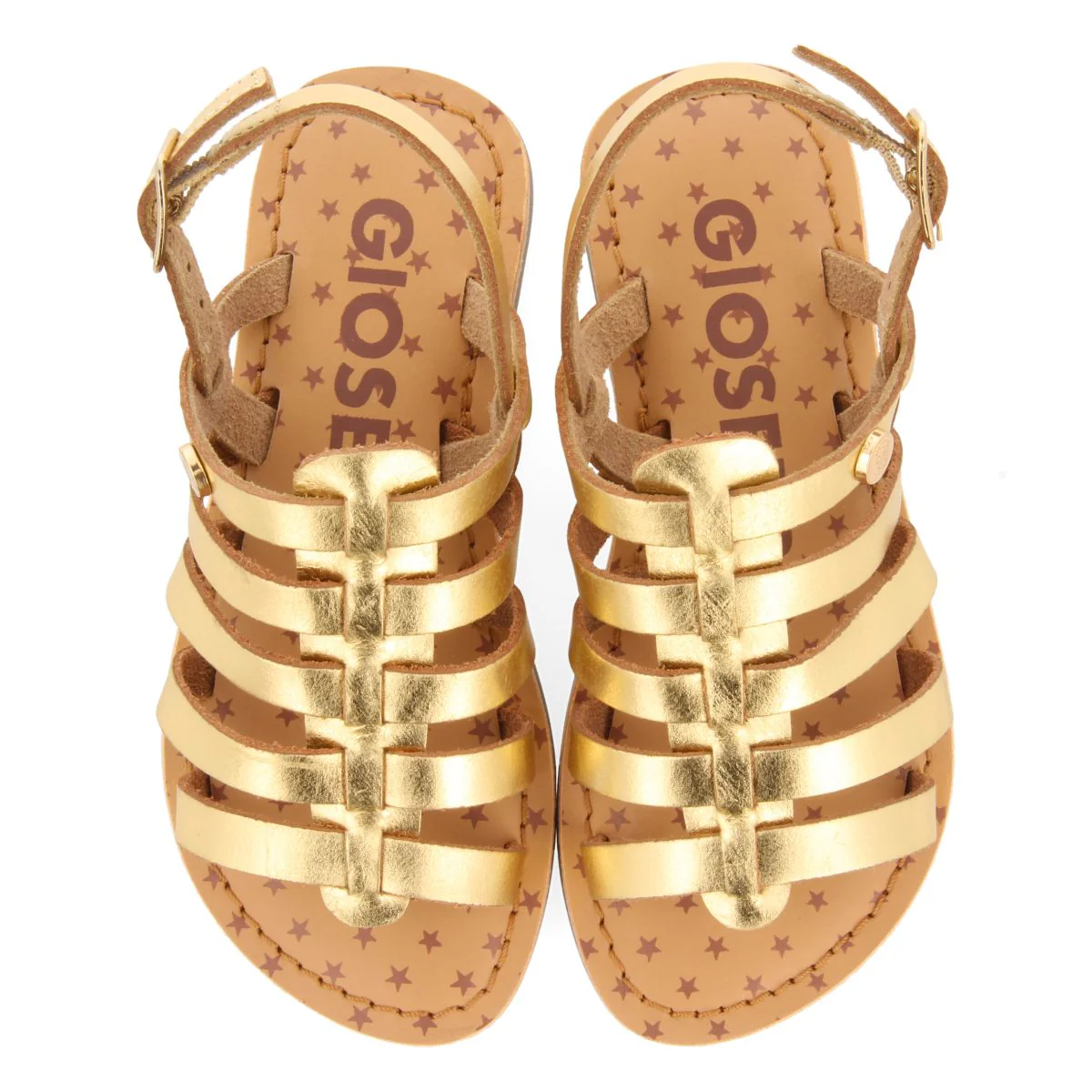 GOLDEN LEATHER ROMAN STYLE SANDALS FOR GIRL AND BOY LENI - Image 4