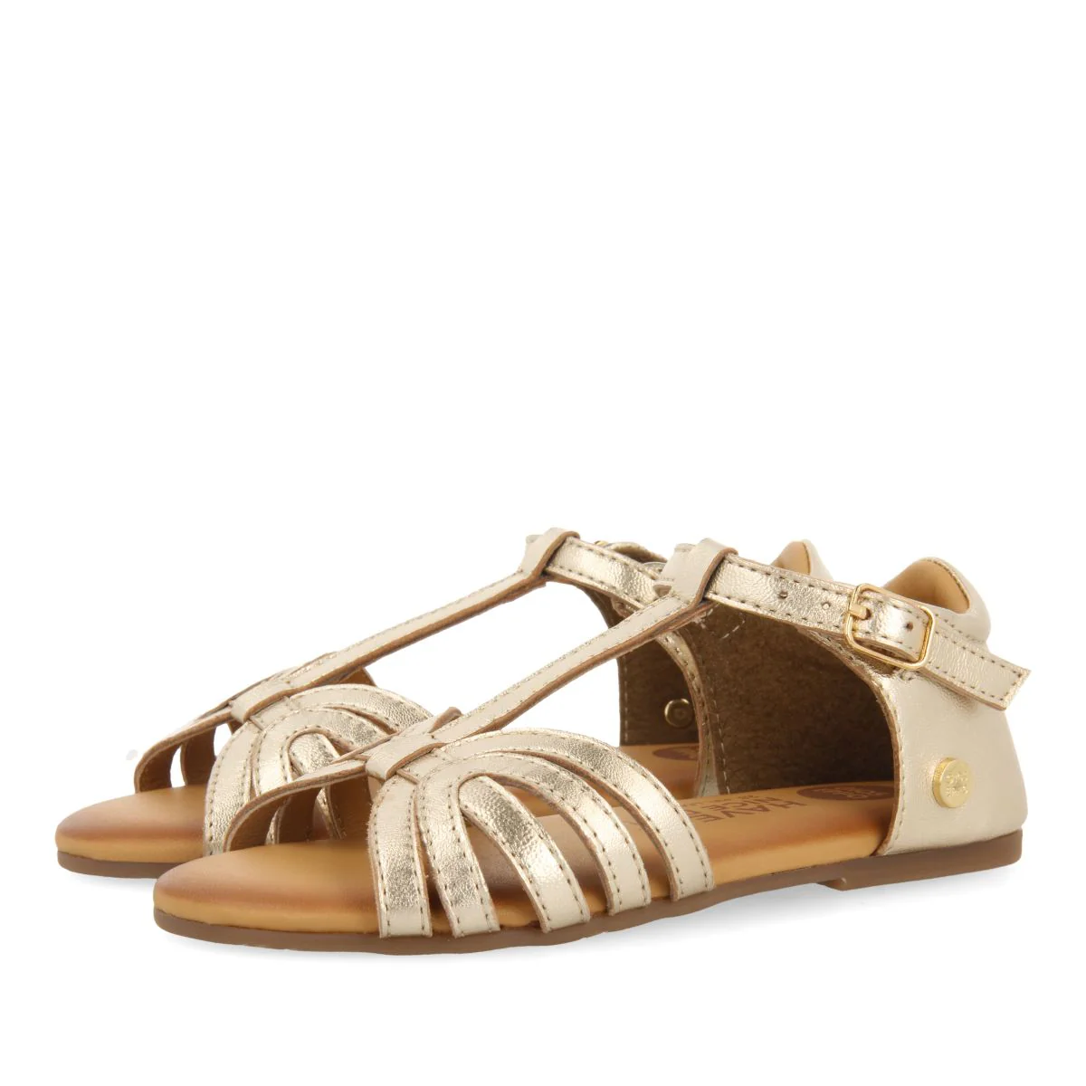 GOLDEN LEATHER SANDALS WITH STRAPS FOR GIRL AND BOY ARIPEKA - Image 2