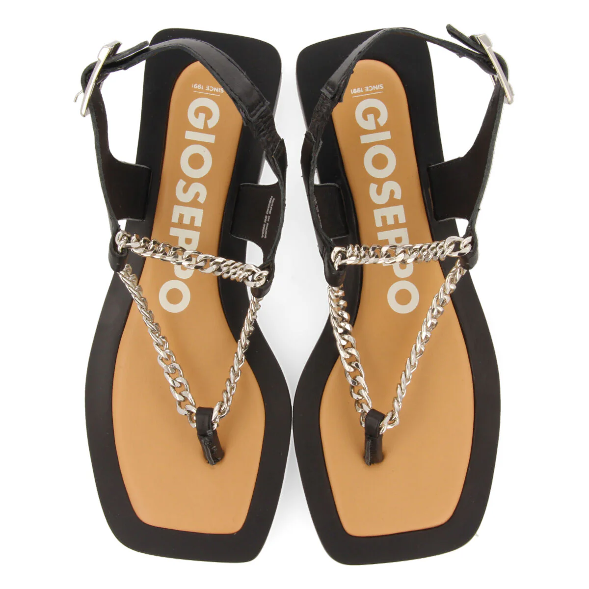 Goyave women's black sandals with decorative chain - Image 4