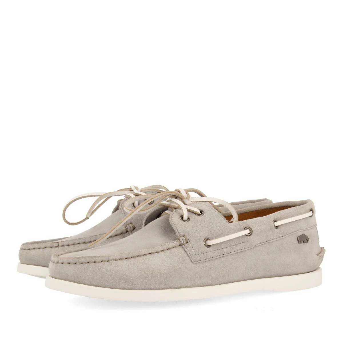 GRAY LEATHER NAUTICAL STYLE LOAFERS FOR MEN TRUNO - Image 2