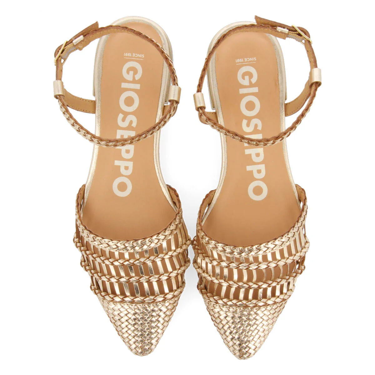 Gressey women's gold braided leather slingback ballet flats - Image 4