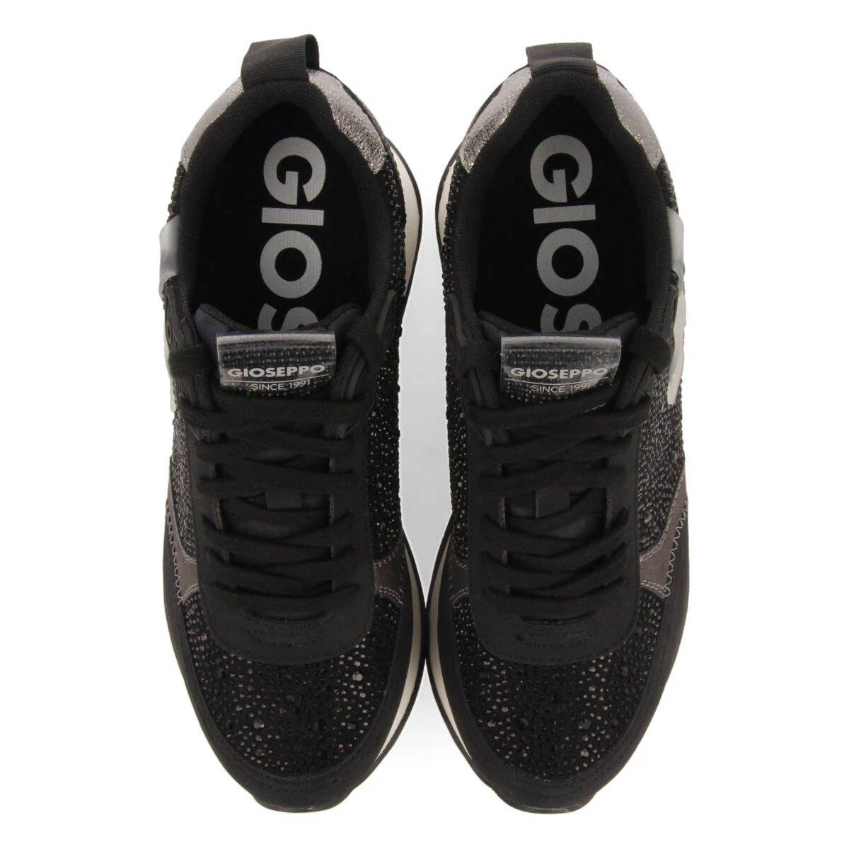 Hanko women's black monochrome sneakers with crystals - Image 3