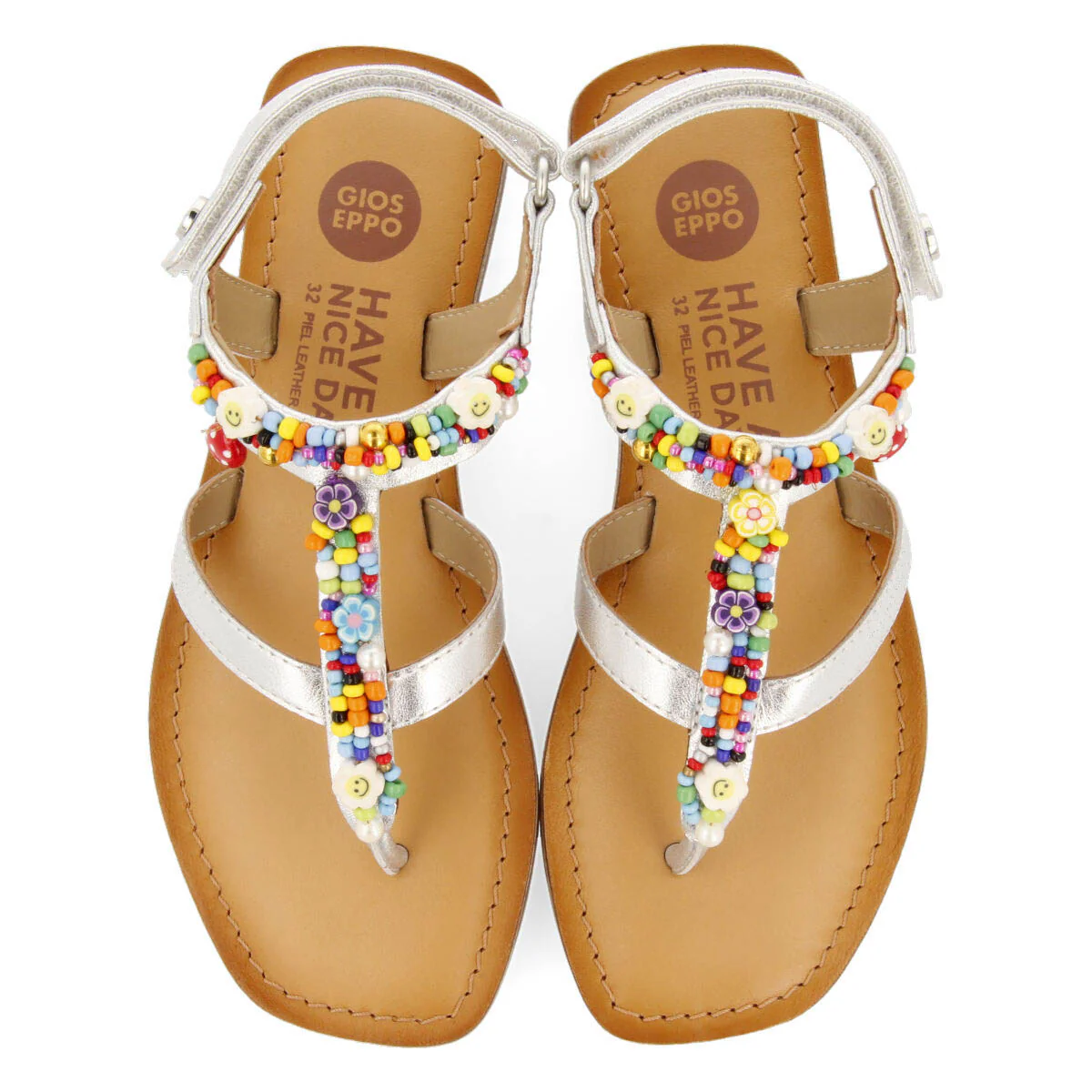 Ibiraci girls silver leather sandals - Image 3
