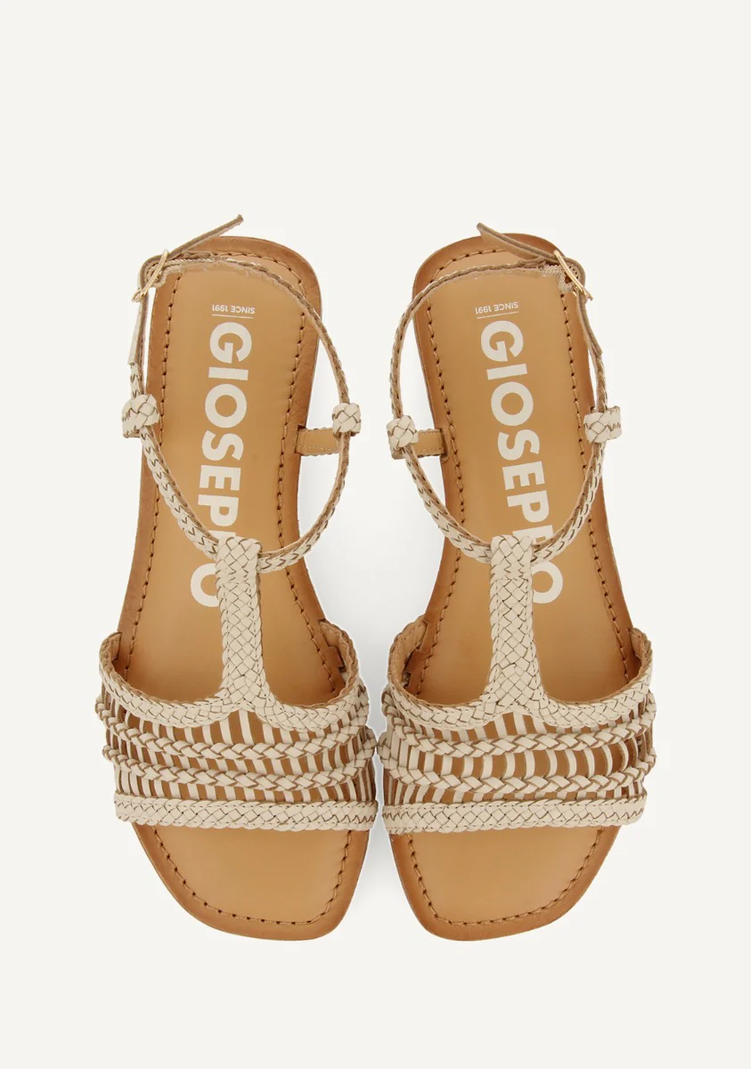 Icari women's flat off-white braided leather sandals - Image 3