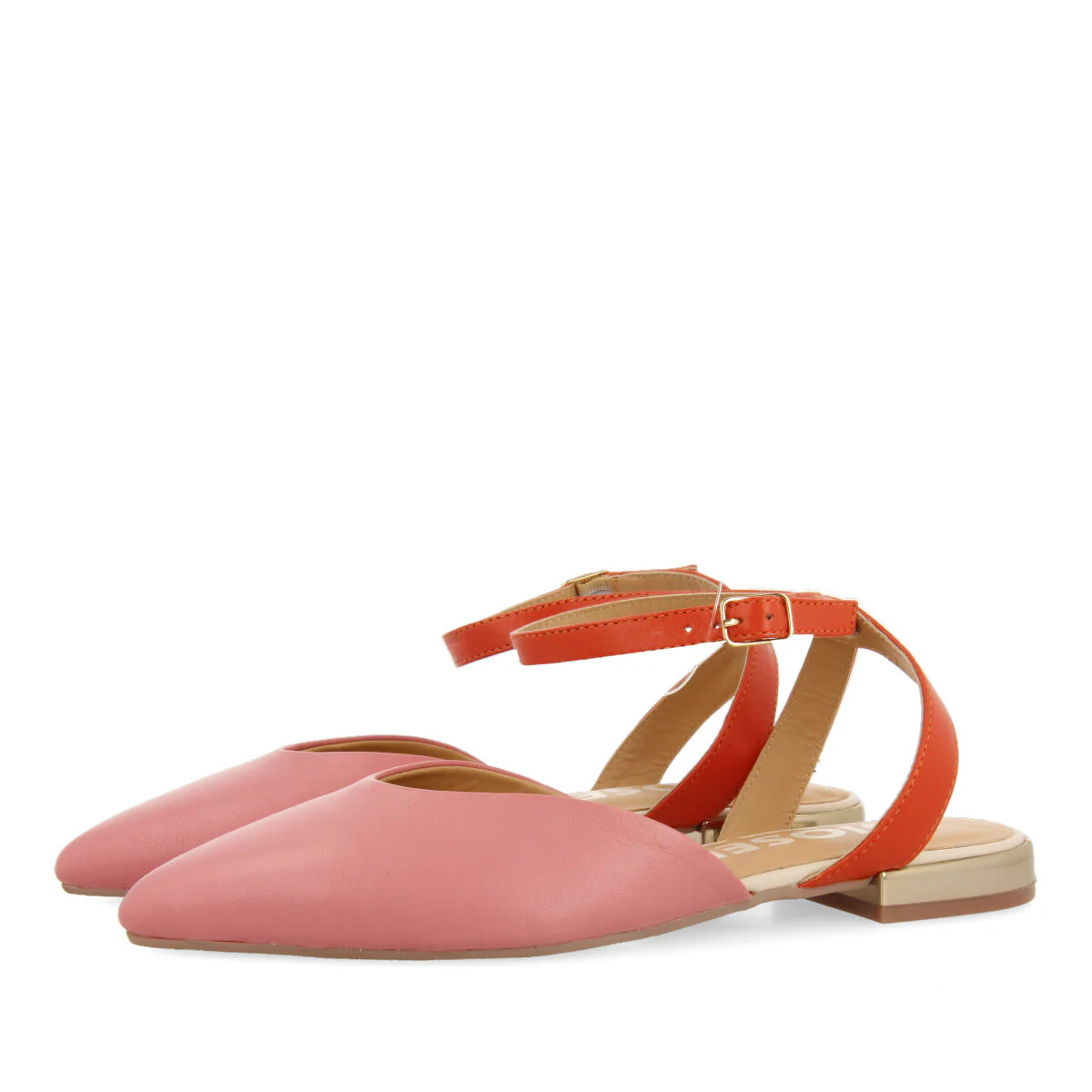 Iconha women's pink leather slingback ballet flats with ankle strap fastening - Image 4