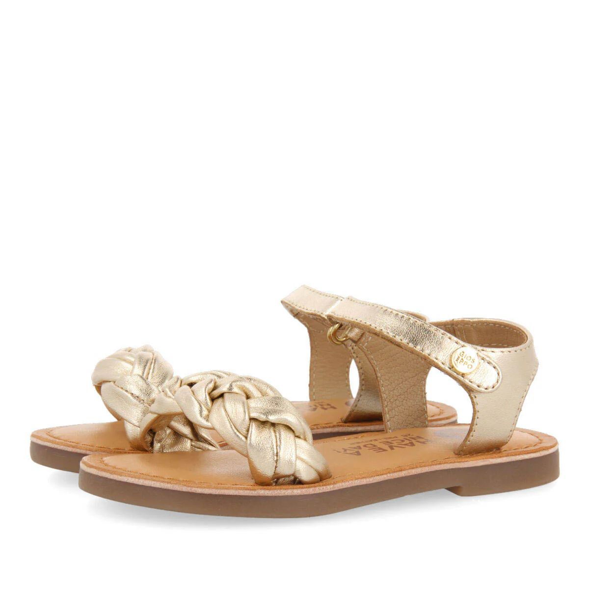 Ingai girlslatinumlaited leather sandals - Image 2