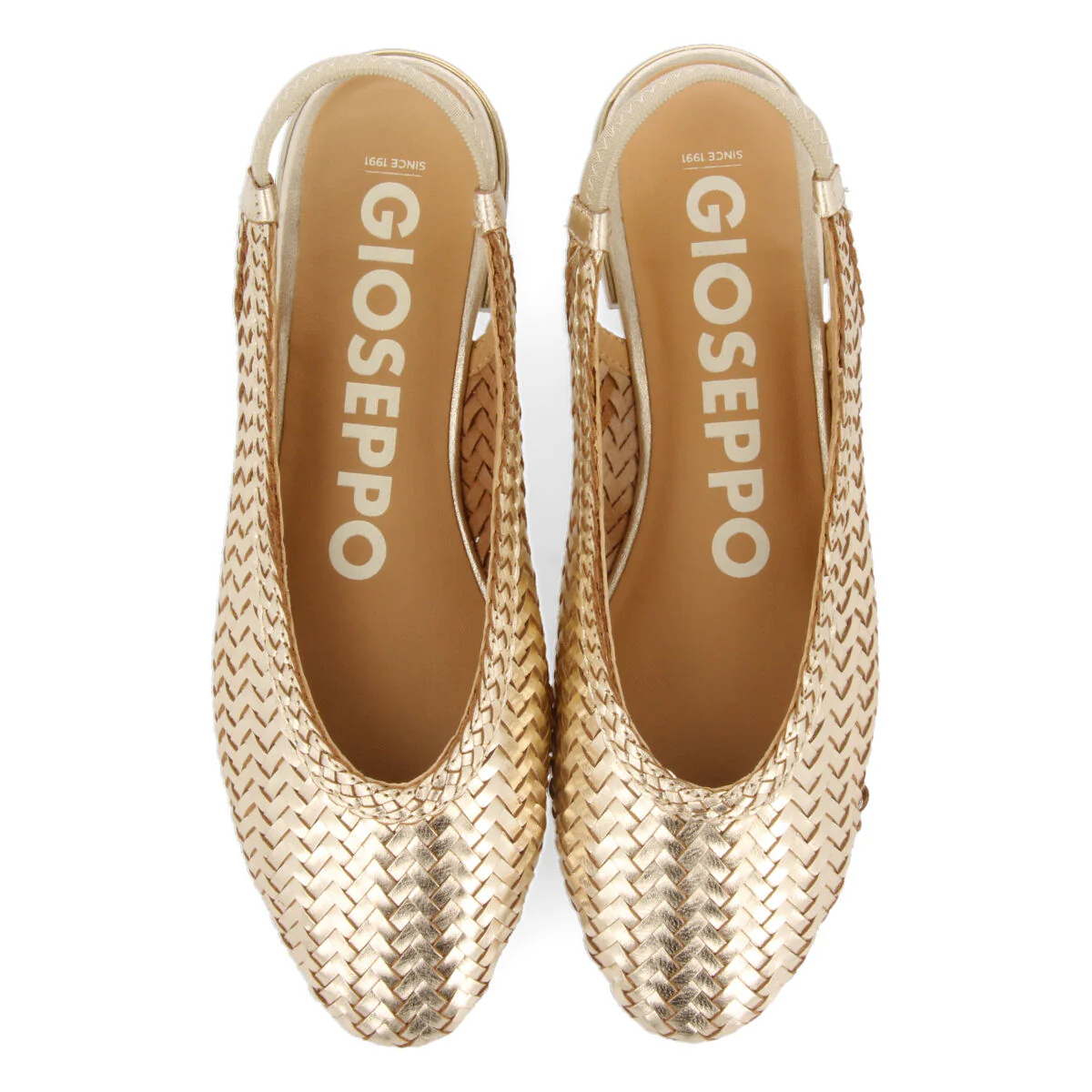Itapora women's gold braided leather slingback ballet flats - Image 3