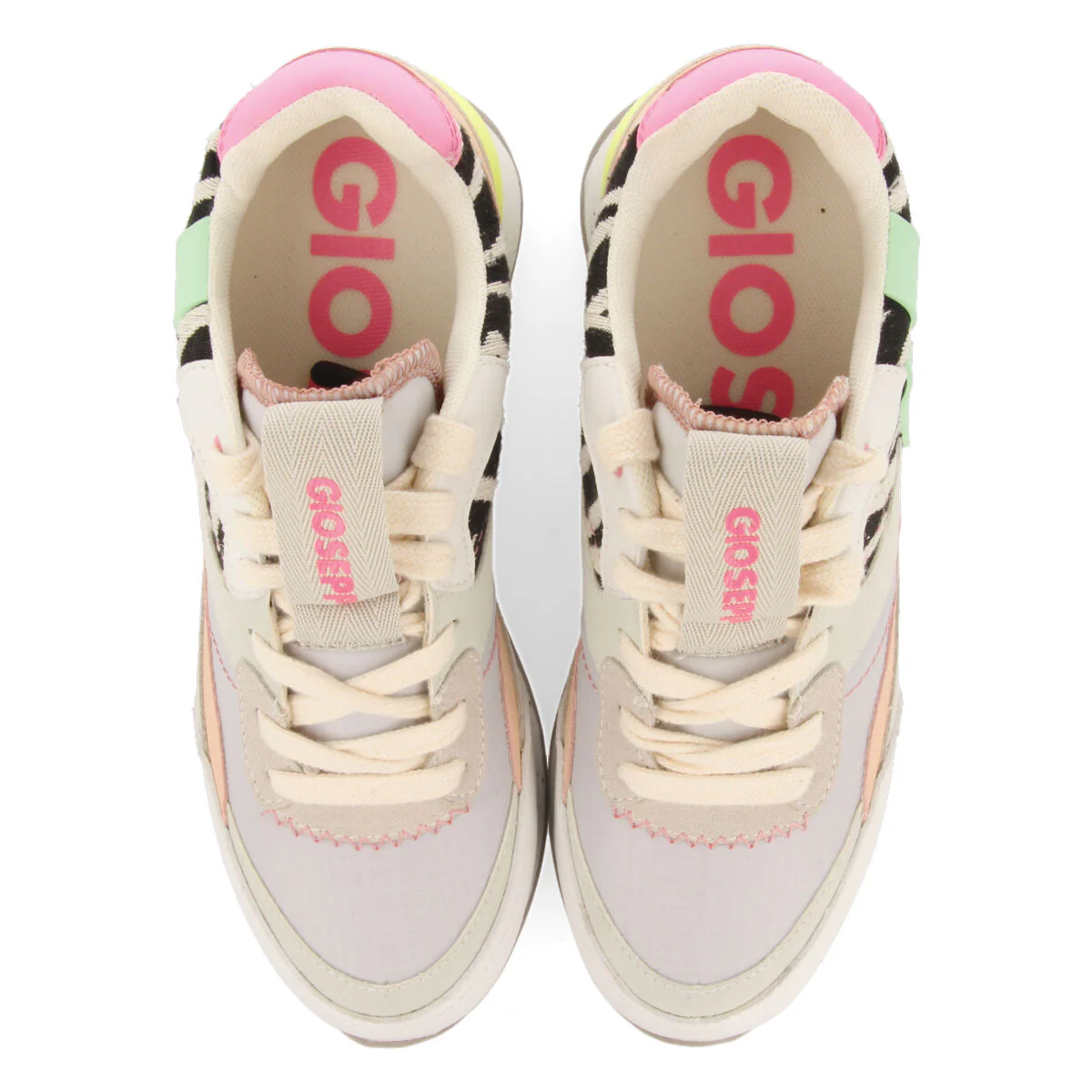 Jaciara women's white sneakers with inner wedges and a range of textures and prints - Image 3