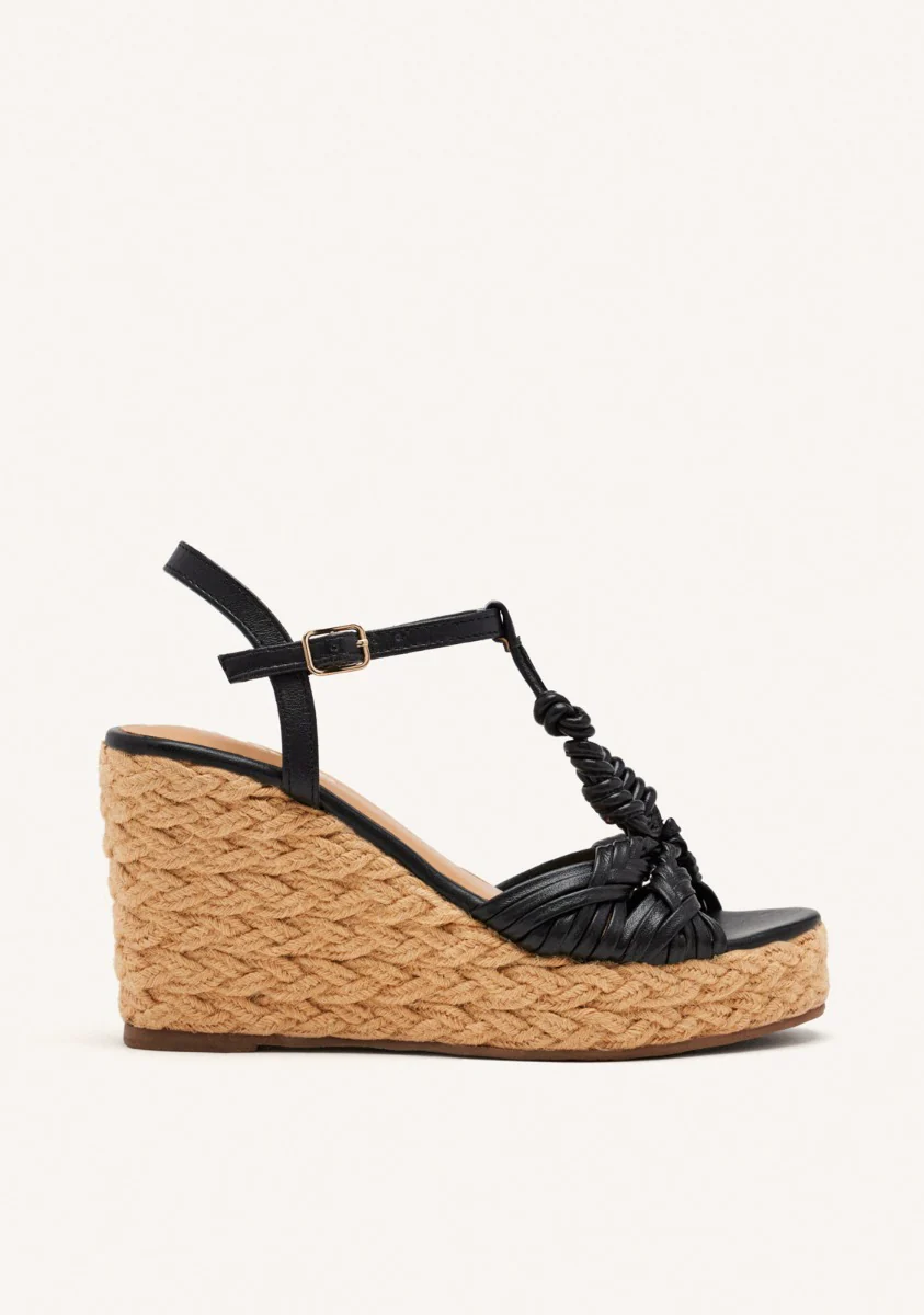 JUTE WEDGE LEATHER SANDALS CASTINE