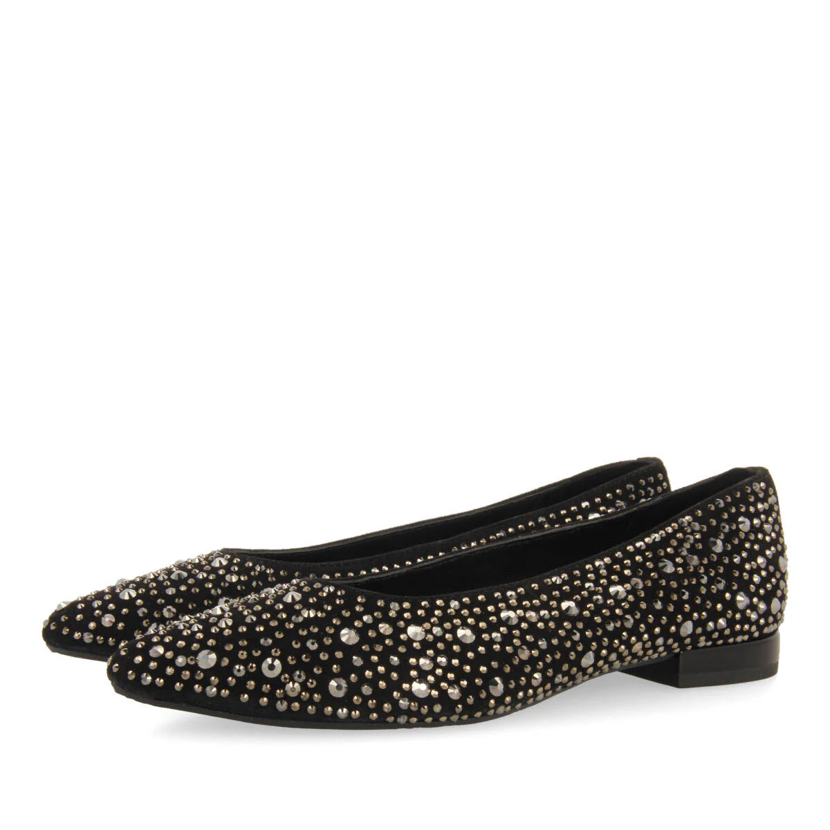Kannus women's black ballet flats with rhinestones - Image 2